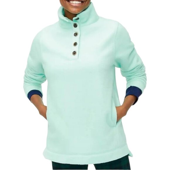 J. Crew Factory Button Front Sherpa Fleece Tunic - Mint Green - XXL - Picture 1 of 10